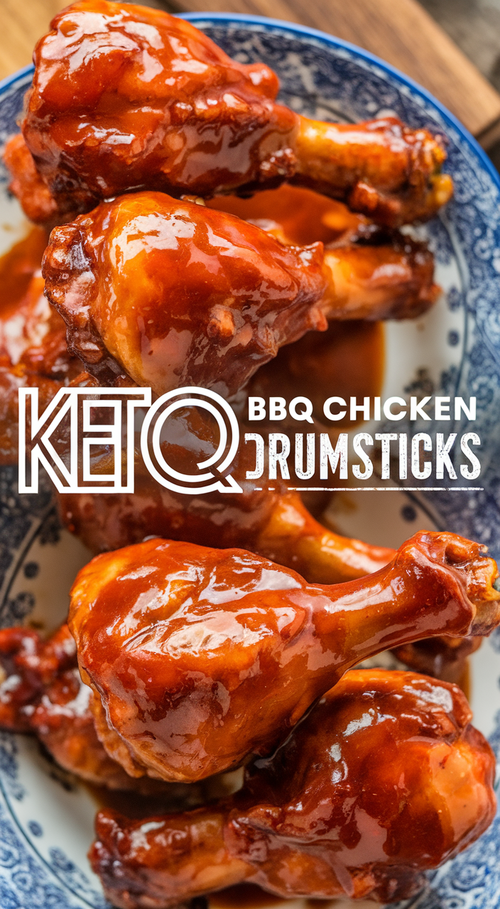 Keto BBQ chicken drumsticks with sugar-free BBQ sauce and parsley garnish.