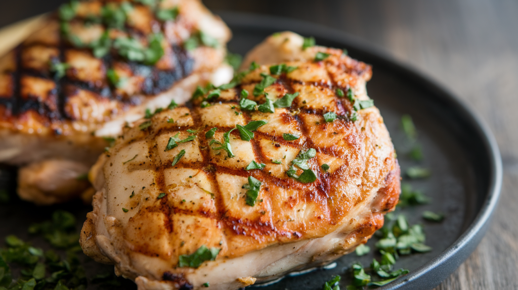 Keto ranch chicken thighs with creamy sauce and parsley garnish.