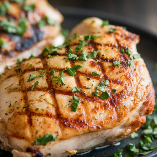 Keto ranch chicken thighs with creamy sauce and parsley garnish.